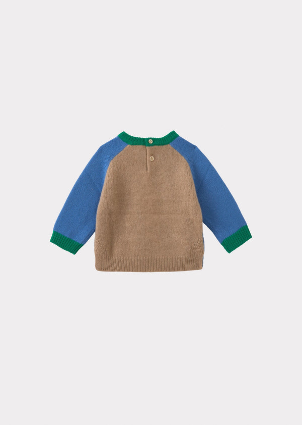 Caramel FENNEL BABY JUMPER - BLUE/CAMEL