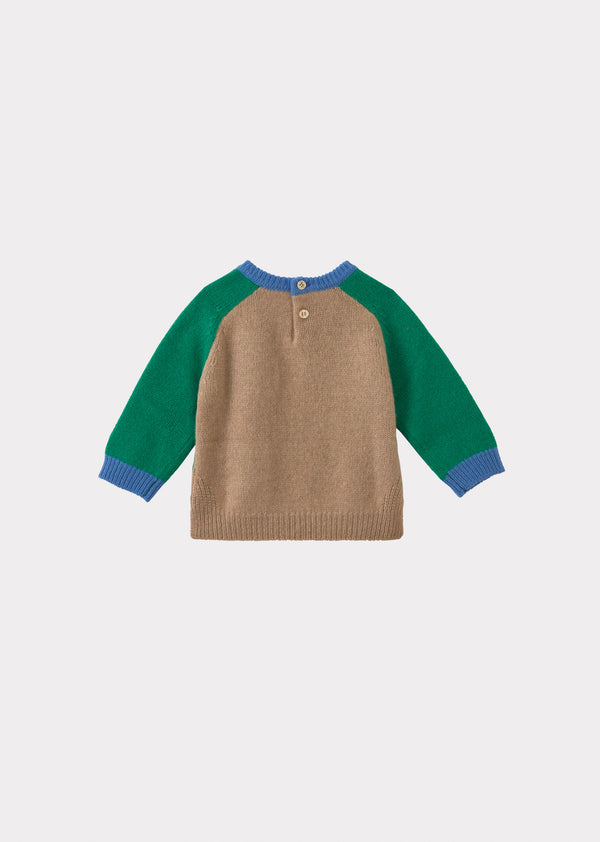 Caramel FENNEL BABY JUMPER - GREEN/CAMEL