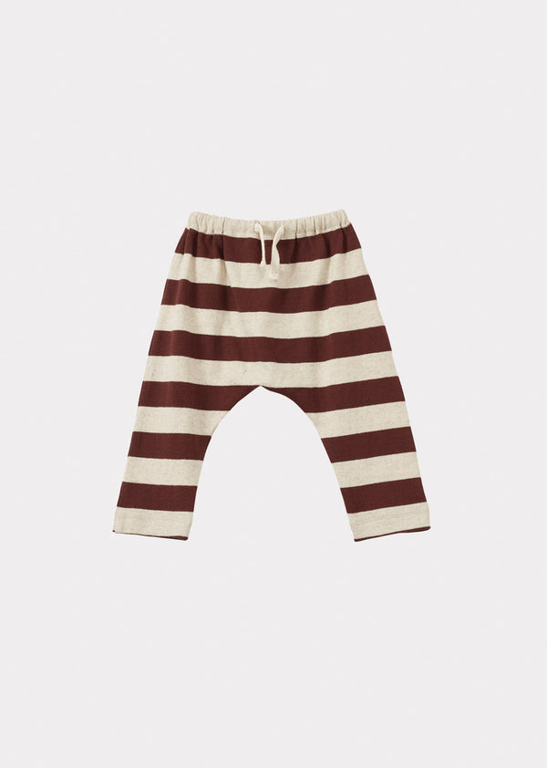 caramel FLYNN BABY COTTON TROUSERS - ECRU TAN STRIPE