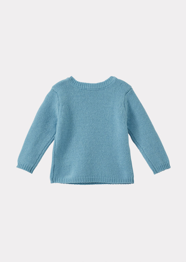 Caramel GALLOWAY CASHMERE BABY JUMPER - PALE BLUE