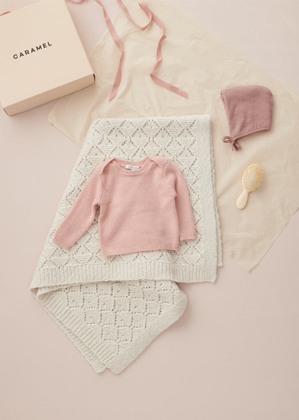 Caramel GALLOWAY CASHMERE BABY JUMPER - SUGAR PINK