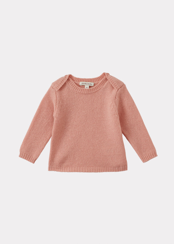 caramel GALLOWAY CASHMERE BABY JUMPER - SUGAR PINK