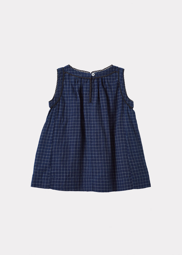 Caramel GINGER BABY COTTON DRESS - NAVY CHECK
