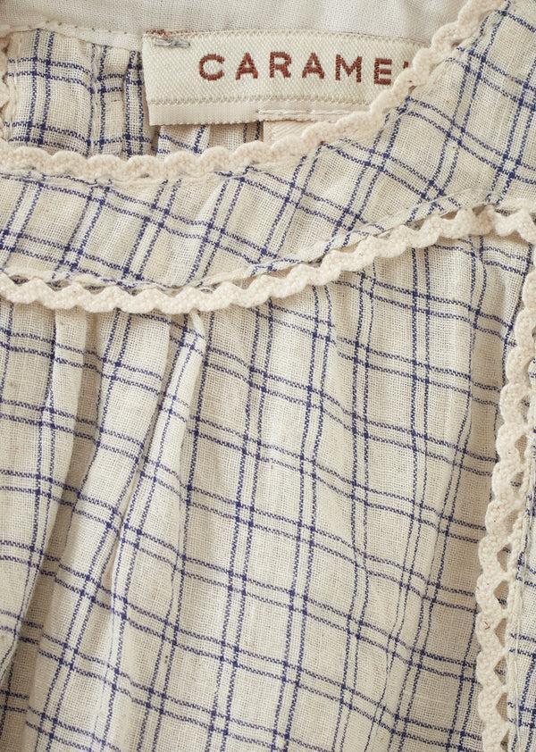 Caramel GINGER BABY COTTON DRESS - WHITE / NAVY CHECK