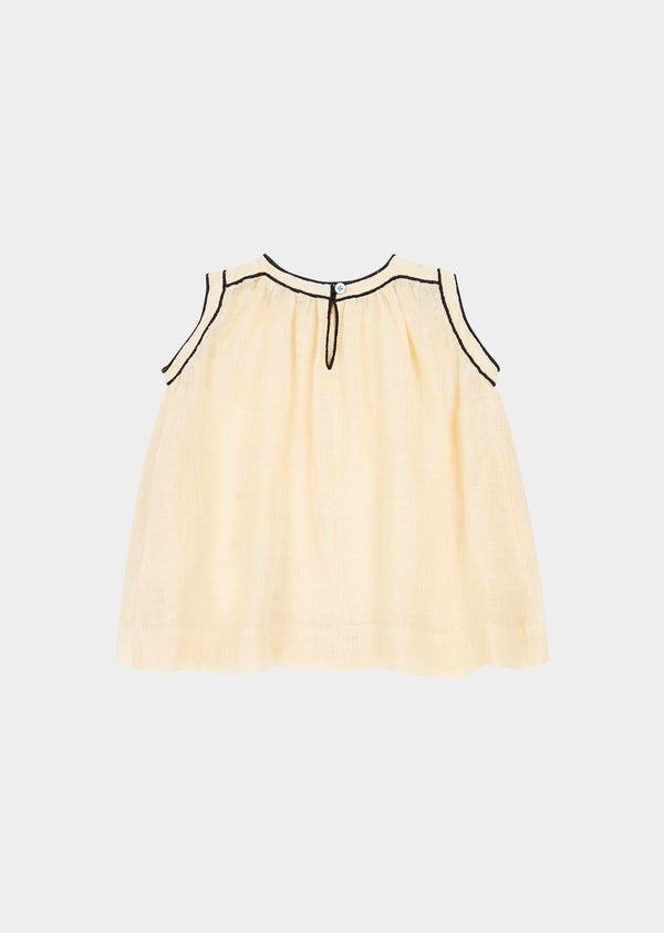 Caramel GINGER BABY GIRL'S LINEN DRESS - BEIGE