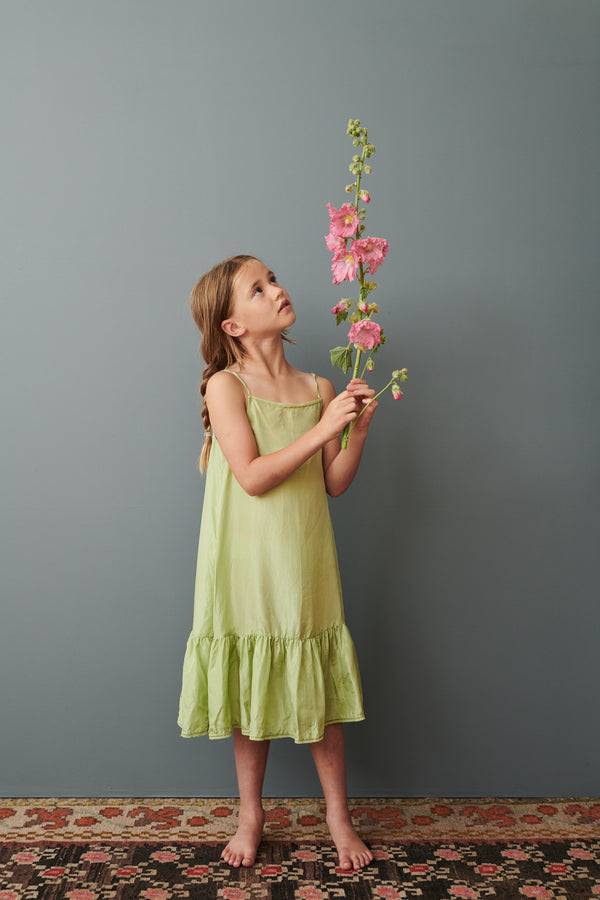 Caramel GRAPE GIRL'S SILK SLIP DRESS - ALMOND