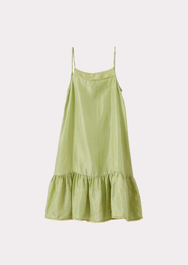 Caramel GRAPE GIRL'S SILK SLIP DRESS - ALMOND