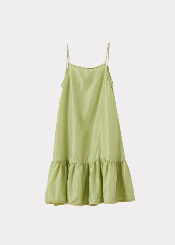 caramel GRAPE GIRL'S SILK SLIP DRESS - ALMOND