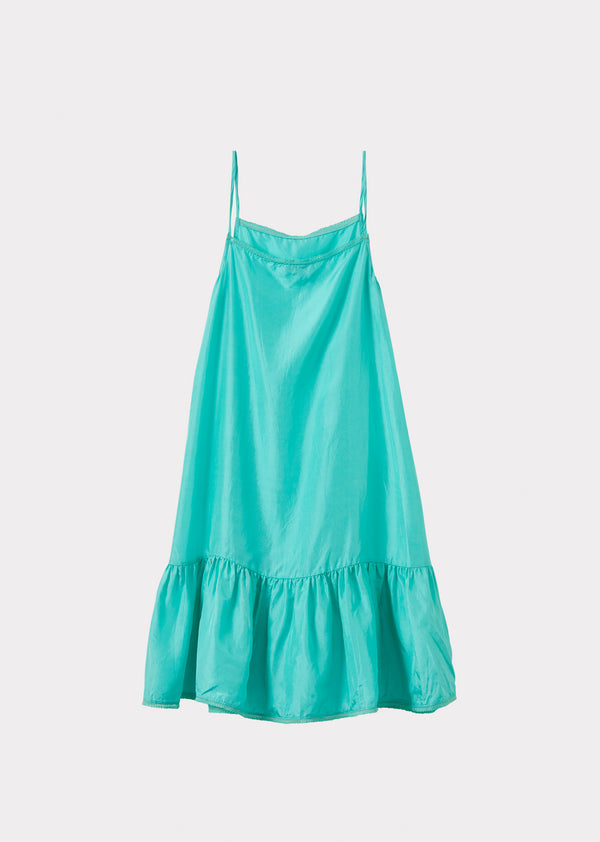 Caramel GRAPE GIRL'S SILK SLIP DRESS - AQUA