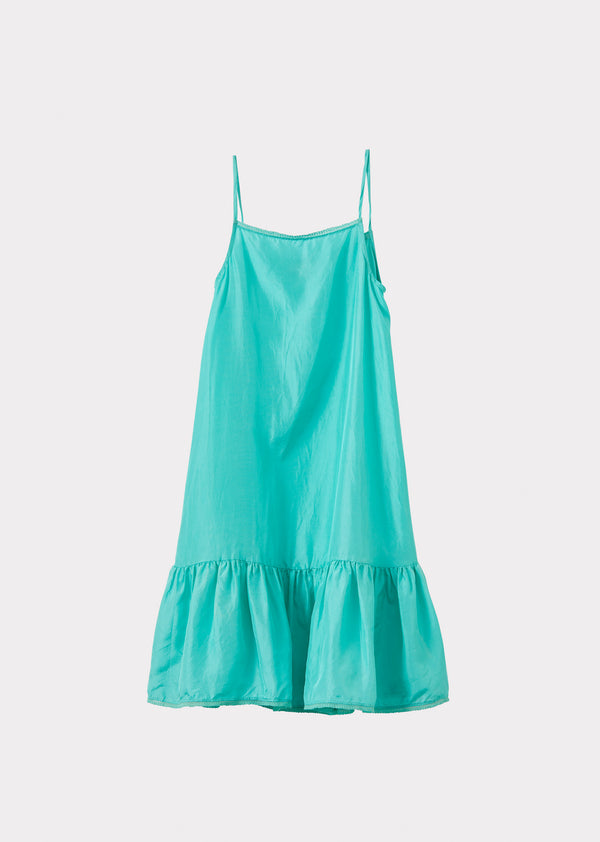 caramel GRAPE GIRL'S SILK SLIP DRESS - AQUA