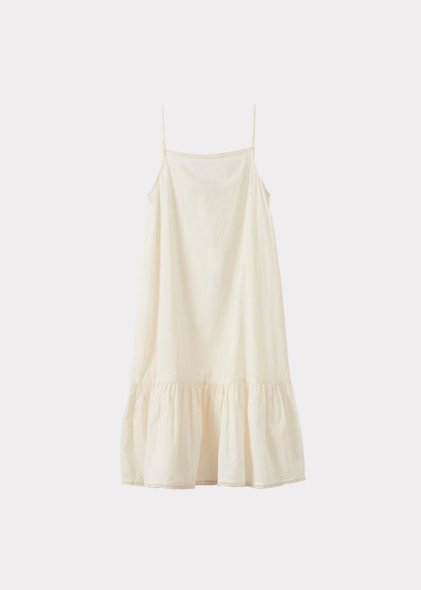 caramel GRAPE GIRL'S SILK SLIP DRESS - OFF WHITE