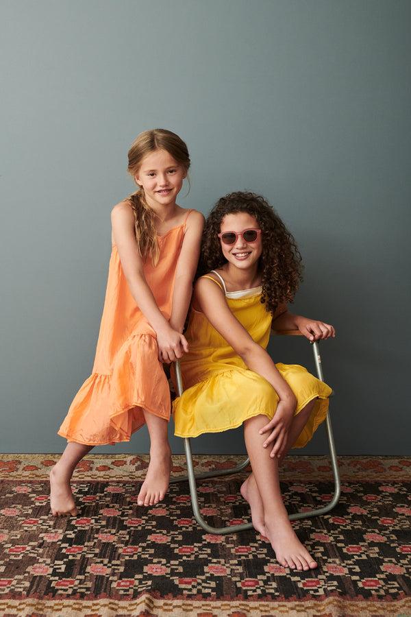 Caramel GRAPE GIRL'S SILK SLIP DRESS - PEACH