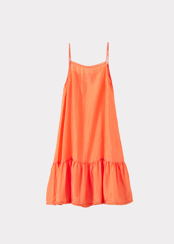 caramel GRAPE GIRL'S SILK SLIP DRESS - PEACH