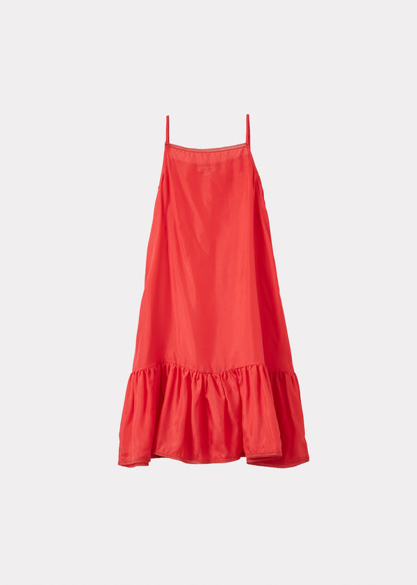 Caramel GRAPE GIRL'S SILK SLIP DRESS - POMEGRANATE
