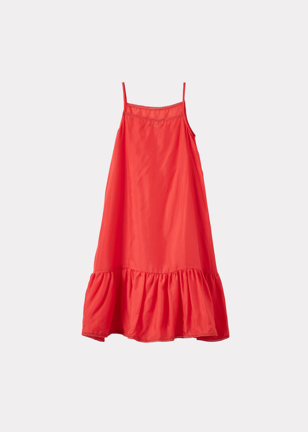 caramel GRAPE GIRL'S SILK SLIP DRESS - POMEGRANATE
