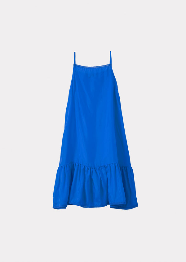 Caramel GRAPE GIRL'S SILK SLIP DRESS - ROYAL BLUE