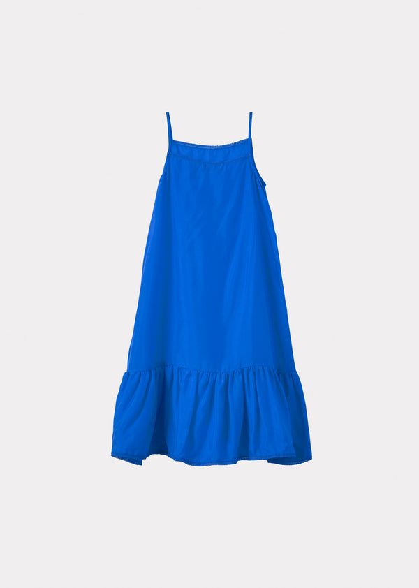 caramel GRAPE GIRL'S SILK SLIP DRESS - ROYAL BLUE