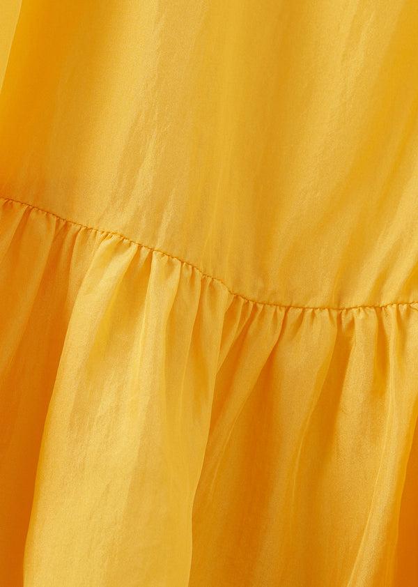 Caramel GRAPE GIRL'S SILK SLIP DRESS - YELLOW