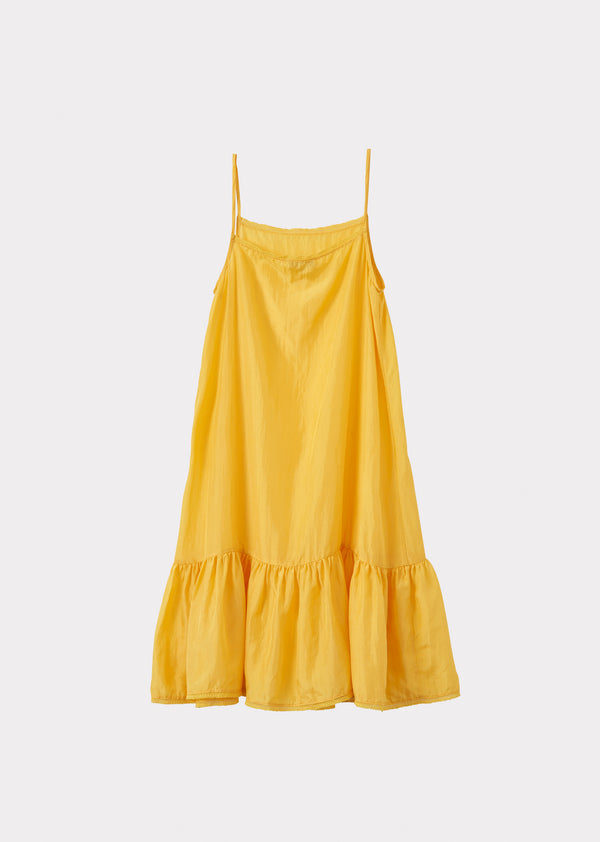 Caramel GRAPE GIRL'S SILK SLIP DRESS - YELLOW