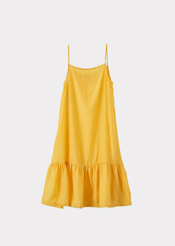 caramel GRAPE GIRL'S SILK SLIP DRESS - YELLOW