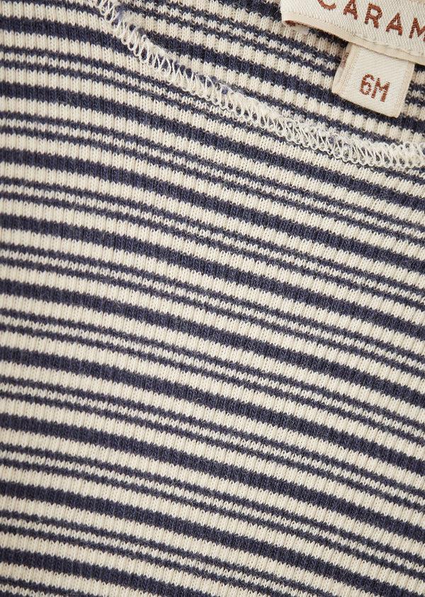 Caramel HANAU BABY COTTON ROMPER - GREY/ECRU STRIPE