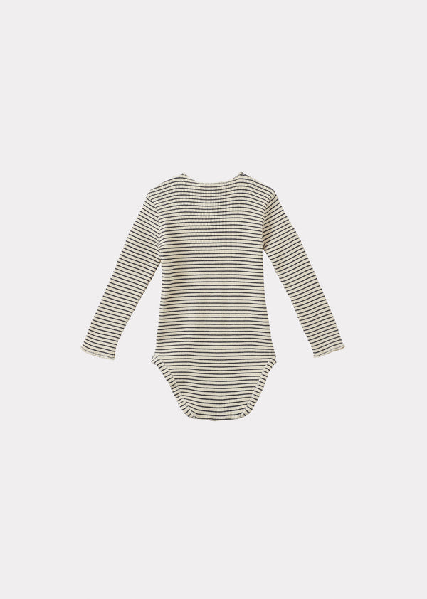 Caramel HANAU BABY COTTON ROMPER - NAVY / CREAM