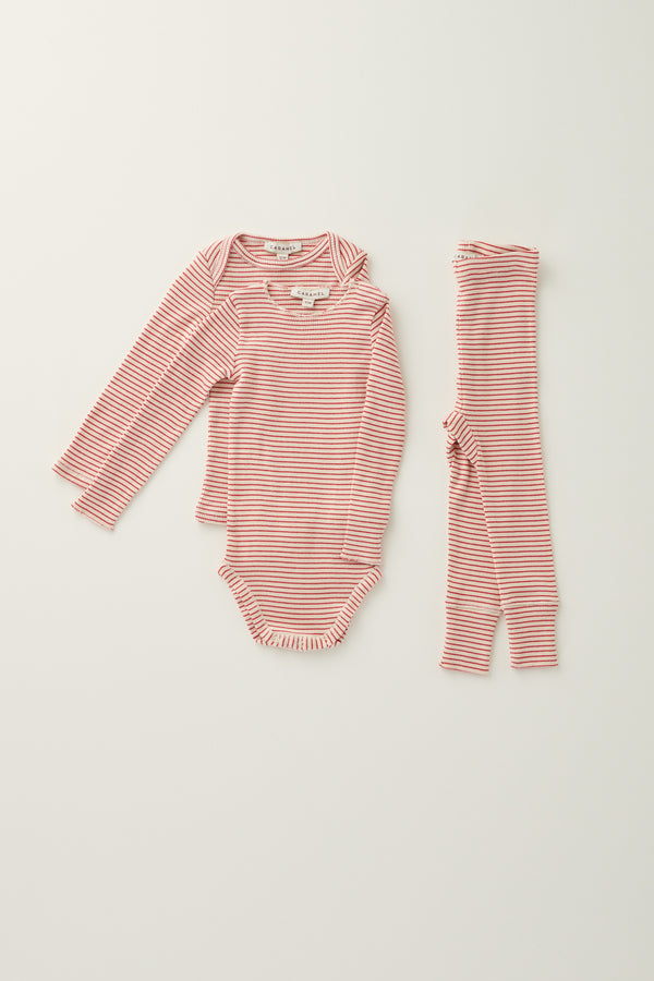 Caramel JUDD BABY COTTON LEGGINGS - REDCURRANT / CREAM