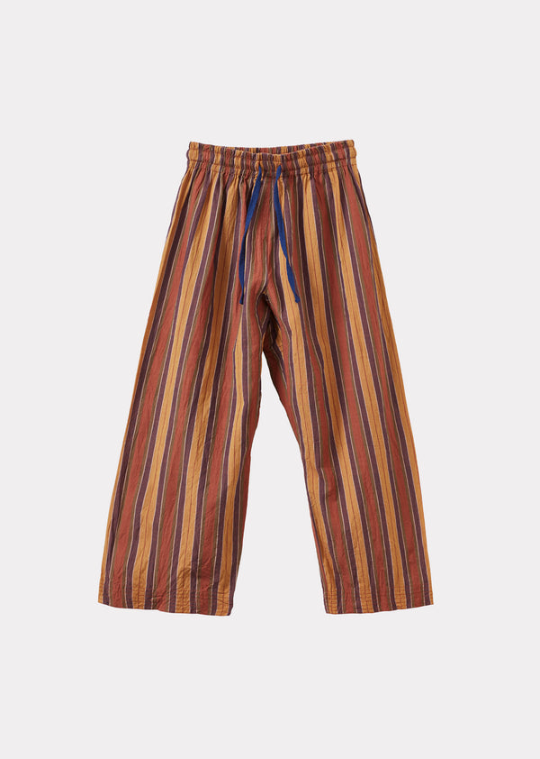 caramel JUDO TROUSERS - MULTI BROWN STRIPE