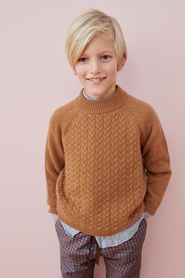 Caramel KALER CASHMERE CHILDREN'S JUMPER - TOFFEE