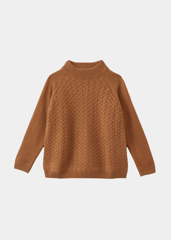 caramel KALER CASHMERE CHILDREN'S JUMPER - TOFFEE