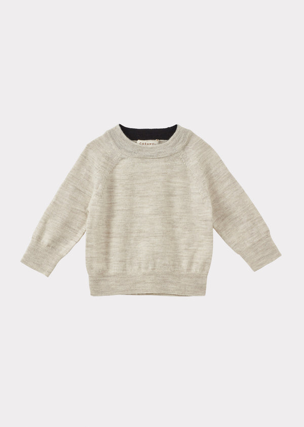 caramel KEIRA BABY MERINO WOOL JUMPER - CREAM