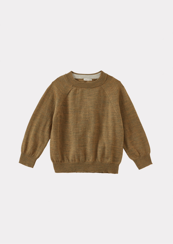 caramel KEIRA BABY MERINO WOOL JUMPER - OCHRE