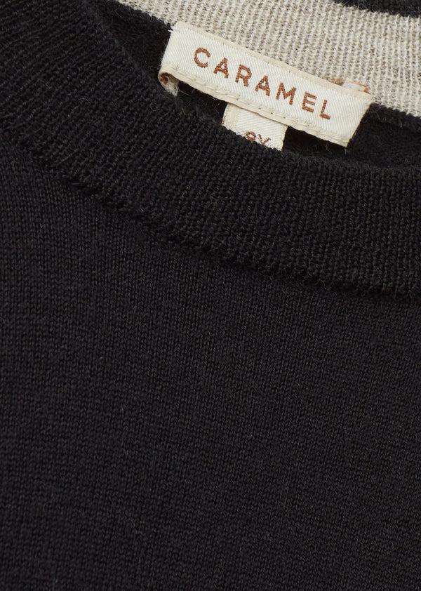 Caramel KEIRA CHILDREN'S MERINO WOOL JUMPER - BLACK
