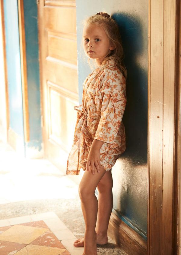 caramel KIDS NIGHT ROBE - ORANGE TREE TOP PRINT