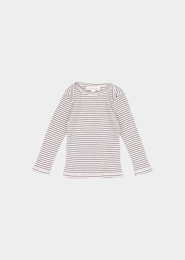 caramel KISHON BABY COTTON T-SHIRT - NAVY / CREAM