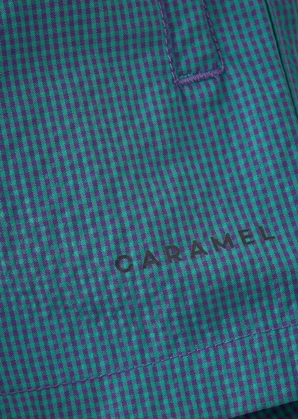 Caramel KOHLRABI SWIM SHORTS - AQUA/PURPLE