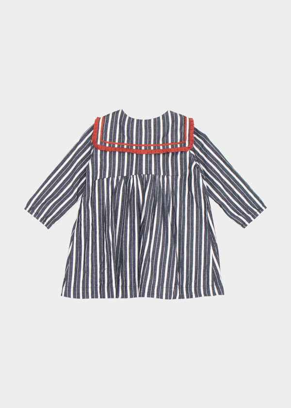 Caramel LAILA BABY DRESS - GREY STRIPE