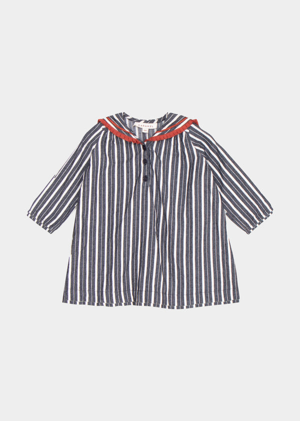 caramel LAILA BABY DRESS - GREY STRIPE