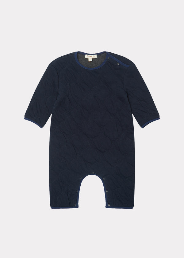 Caramel LARCH COTTON BABY ROMPER - NAVY