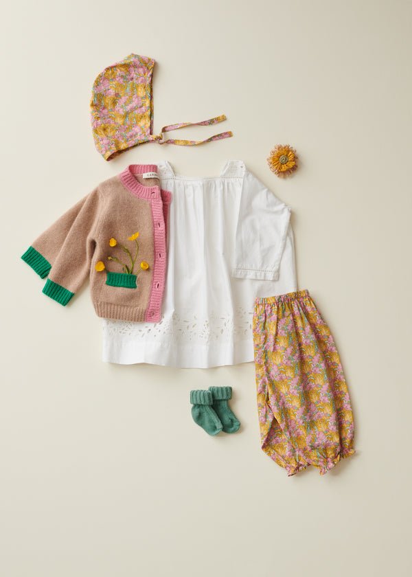 Caramel LAVENDULA BABY BONNET - PINK/YELLOW