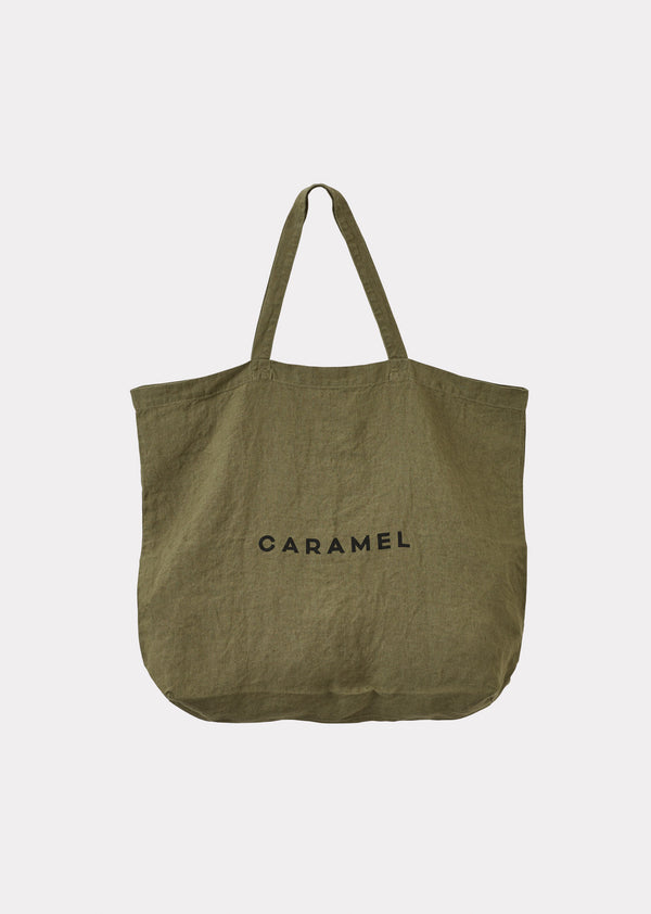 caramel LINEN BAG - KHAKI GREEN