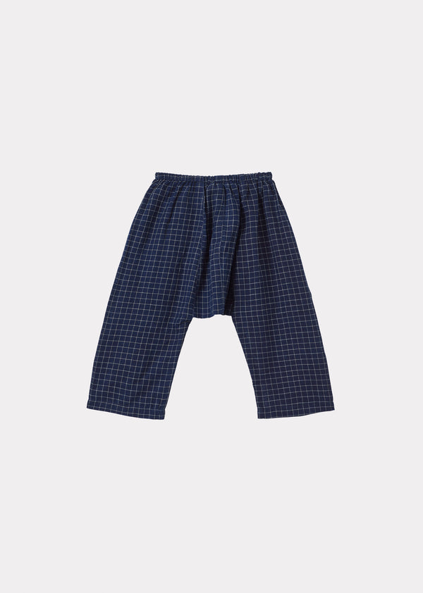 Caramel LINUM BABY COTTON TROUSERS - NAVY CHECK