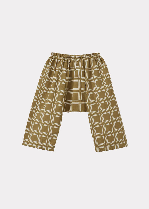 Caramel LINUM BABY TROUSERS - BROWN GEO PRINT