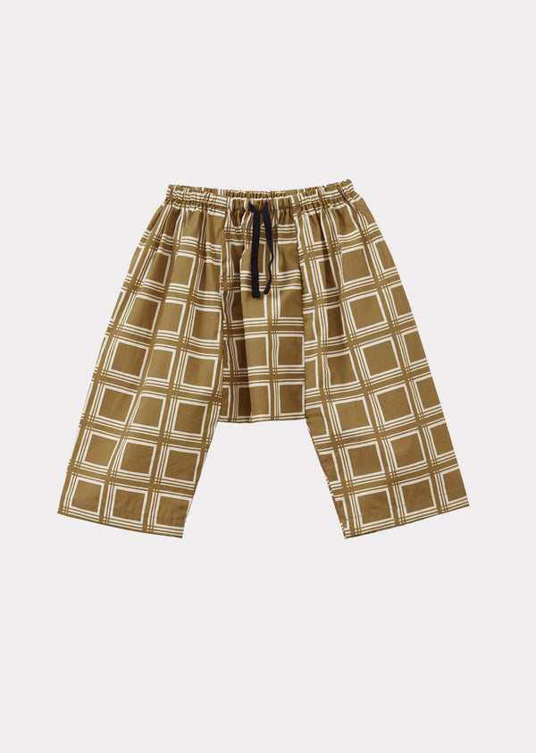 caramel LINUM BABY TROUSERS - BROWN GEO PRINT
