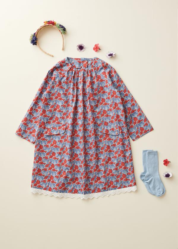 Caramel MALIKA DRESS - BLUE/RED