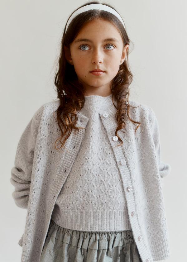 Caramel MOCHO CHILDREN'S CASHMERE VEST - PALE GREY