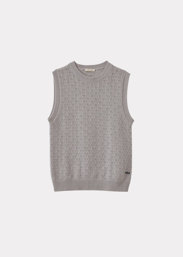 caramel MOCHO CHILDREN'S CASHMERE VEST - PALE GREY