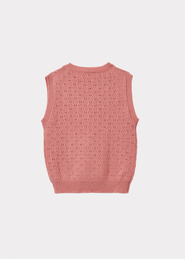 Caramel MOCHO CHILDREN'S CASHMERE VEST - PINK