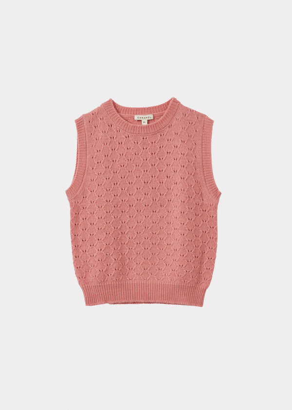 caramel MOCHO CHILDREN'S CASHMERE VEST - PINK