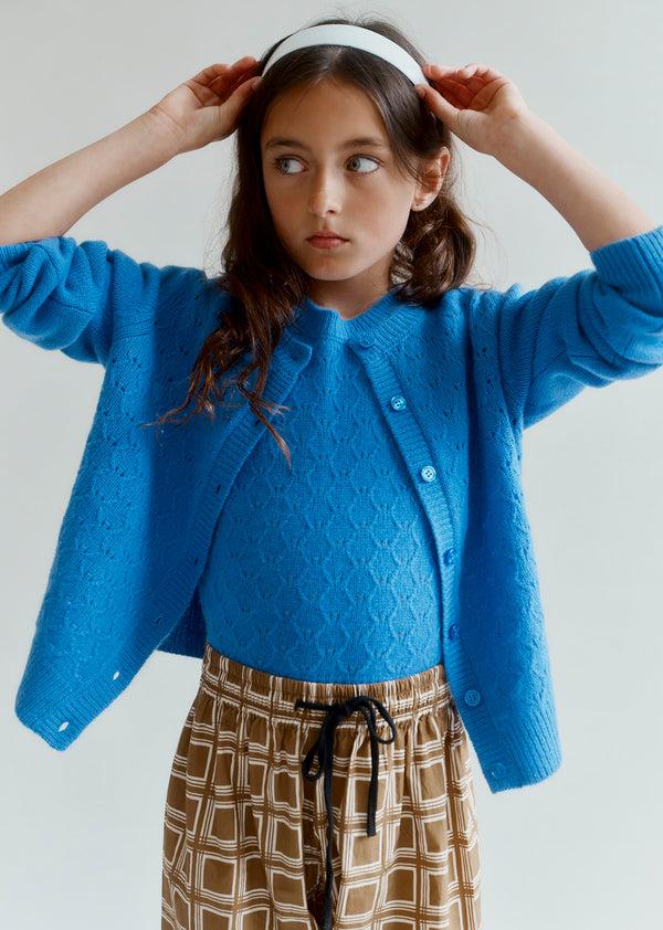 Caramel MOCHO CHILDREN'S CASHMERE VEST - SKY BLUE